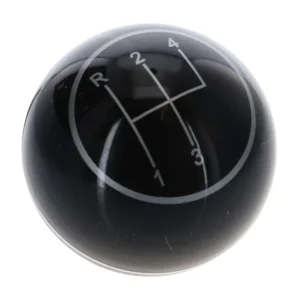 Black gear shift knob with chrome ring and engraved gears