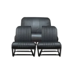Upholstery: 2 asymmetrical seats + rear bench seat in black imitation leather