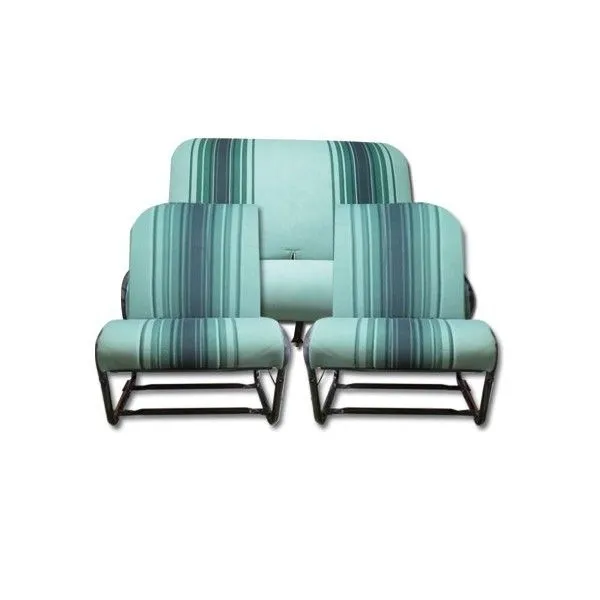 Upholstery: 2 asymmetrical seats + striped green rear bench seat