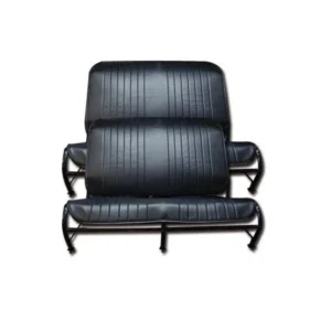 Front and rear bench seat upholstery in black perforated 2CV special without flap