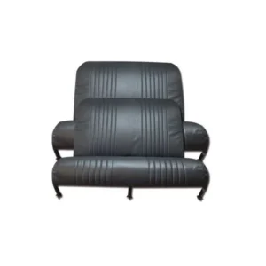 Front and rear bench seat upholstery in black vinyl