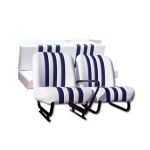 Set of 2 front trim pieces + rear bench seat, white/blue