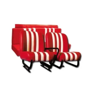 Juego de 2 molduras delanteras + asiento trasero, rojo/blanco