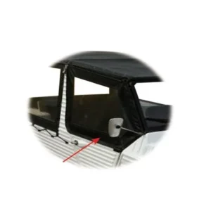Top of left door, black zipper