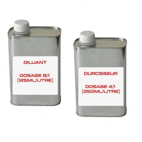 Endurecedor 250 ml/kg e diluente 125 ml/kg para 1 kg de tinta