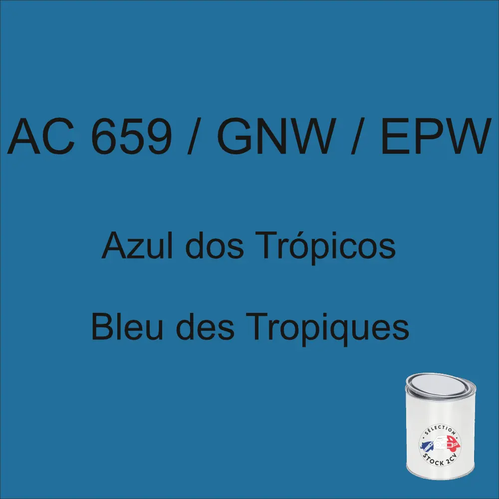 Lata de 1 kg de pintura Azul Tropical AC 659 / GNW / EPW, años 84-85